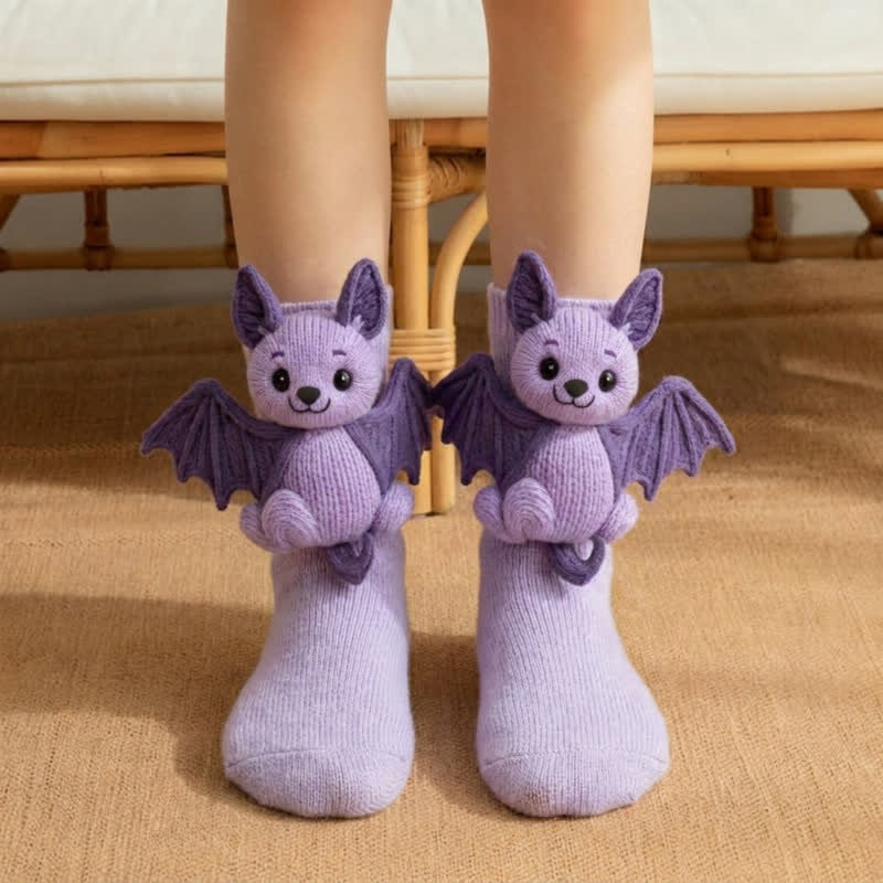 Chaussettes-chaussons animaux 3D Capybara et Canard - Violet - EU43-45 (US9-11) - image 3