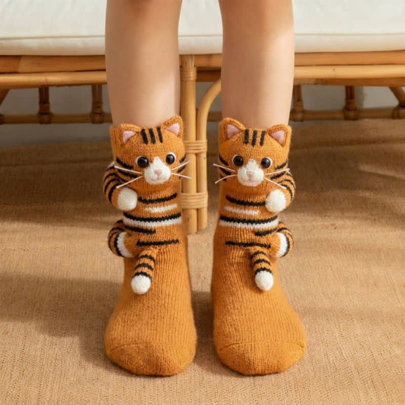 Chaussettes-chaussons animaux 3D Capybara et Canard - Brun - EU43-45 (US9-11) - image 1
