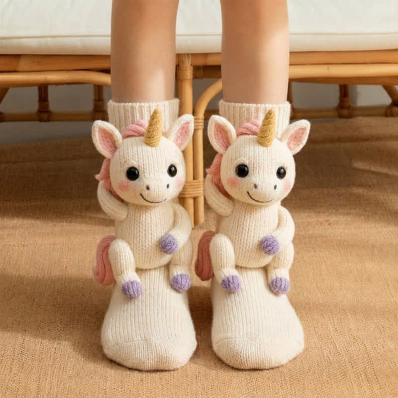 Chaussettes-chaussons animaux 3D Capybara et Canard - Beige - EU43-45 (US9-11) - image 2