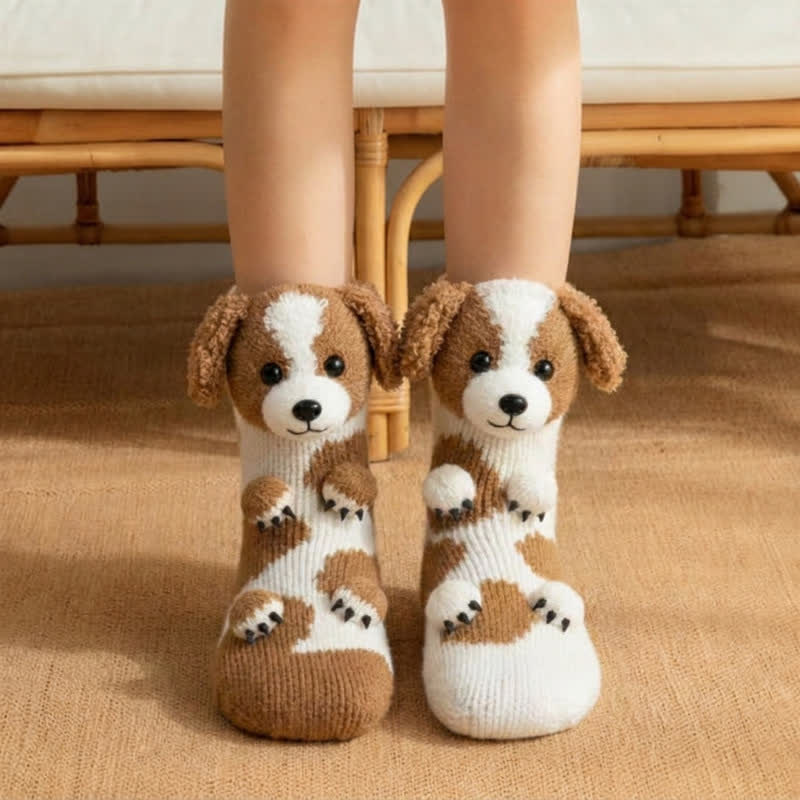 Chaussettes-chaussons animaux 3D Capybara et Canard - Kaki - EU43-45 (US9-11) - image 4