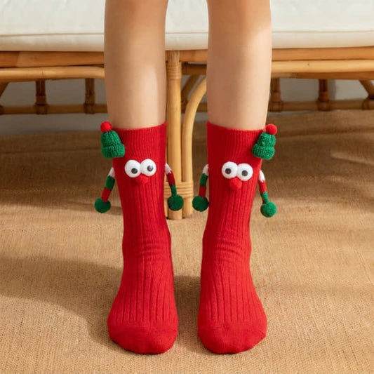 Chaussettes montantes magnétiques à motif chapeau de Noël (2 paires) - Rouge - Enfants EU20-31 (US5-13) - image 0