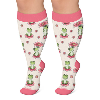 Chaussettes de compression grandes tailles à motifs grenouilles et escargots - Rose - 4XL - image 5