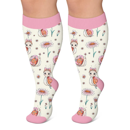 Chaussettes de compression grandes tailles à motifs grenouilles et escargots - Rose clair - 4XL - image 6