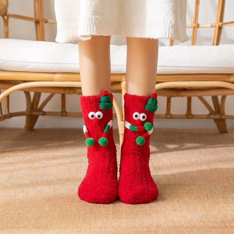 Chaussettes magnétiques en polaire corail de Noël (2 paires) - Rouge - UE36-43 (US3-9) - image 1