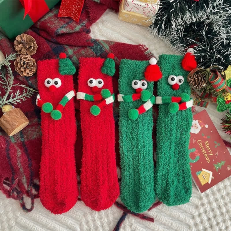Chaussettes magnétiques en polaire corail de Noël (2 paires) - Multicolore - UE36-43 (US3-9) - image 2