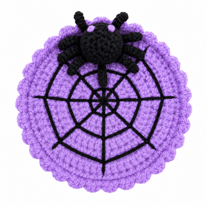 Dessous de verre araignée d'Halloween au crochet - Violet - One Size - image 8