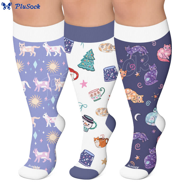 Tasse de chocolat chaud Chat endormi de Noël Chaussettes de compression - image 0