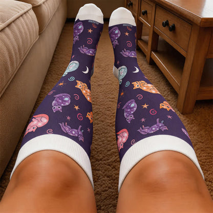 Tasse de chocolat chaud Chat endormi de Noël Chaussettes de compression - image 3