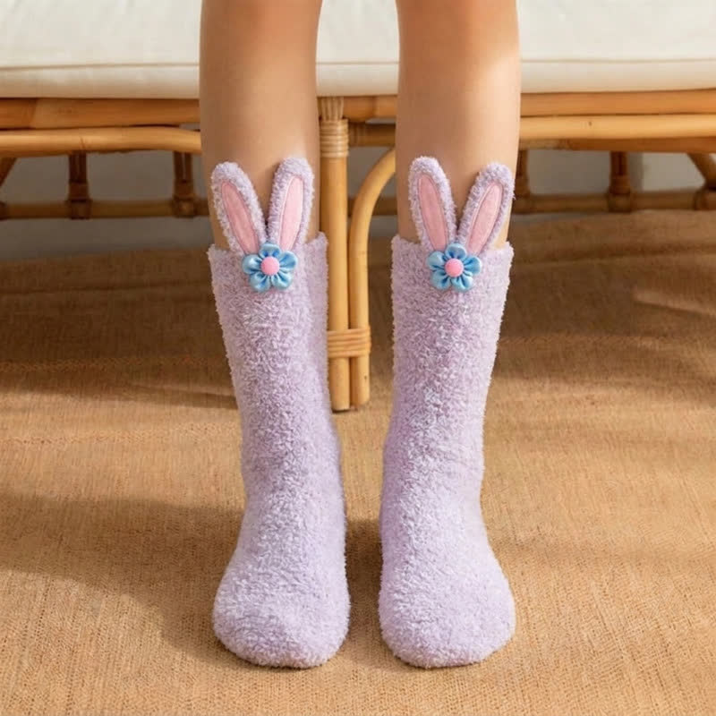 Chaussettes molletonnées assorties à motifs de dessins animés mignons. - Violet clair - UE36-39 (US3-6) - image 2