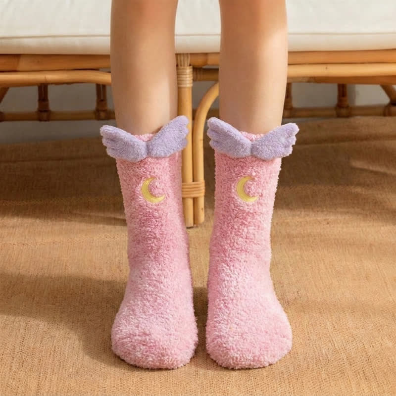 Chaussettes molletonnées assorties à motifs de dessins animés mignons. - Rose - UE36-39 (US3-6) - image 0
