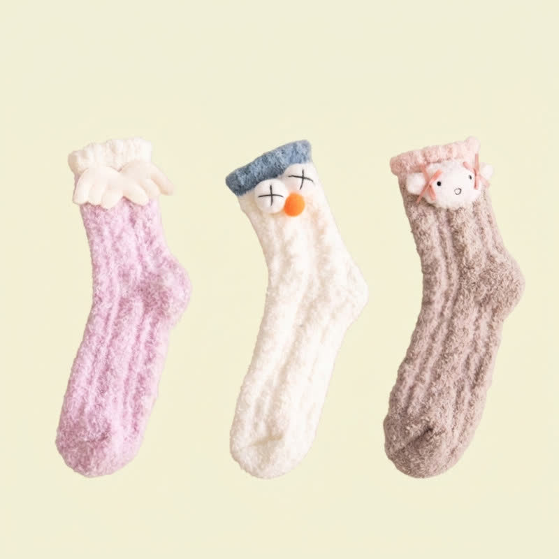 Chaussettes courtes à motif dessin animé 3D pour les fêtes de Noël (3 paires) - A+B+C - UE36-44 (US3-10) - image 3