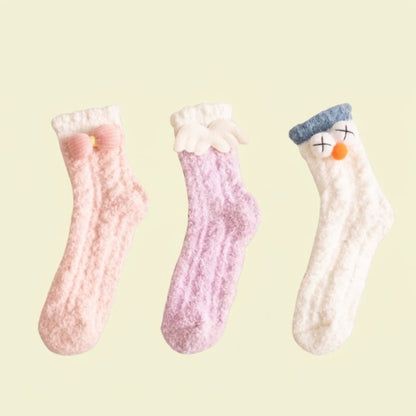 Chaussettes courtes à motif dessin animé 3D pour les fêtes de Noël (3 paires) - A+B+D - UE36-44 (US3-10) - image 4