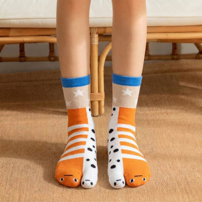 Chaussettes Tabi à l'effigie de personnages de dessins animés (4 paires) - Orange - EU36-42(US3-8.5) - image 0