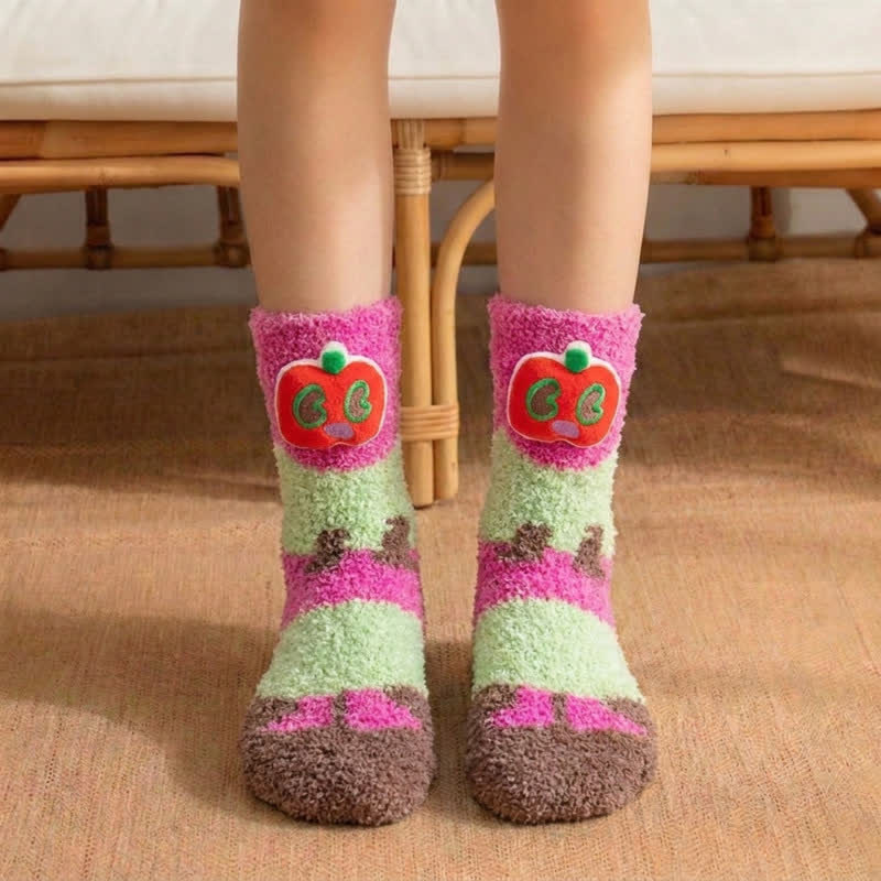 Chaussettes-chaussons en peluche à ailes d'ange rayées - Rose - EU36-42(US3-8.5) - image 2