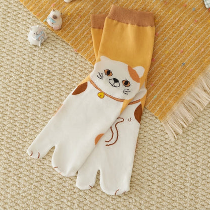 Chaussettes Tabi à orteils séparés, motif animaux mignons, style japonais (4 paires) - image 7