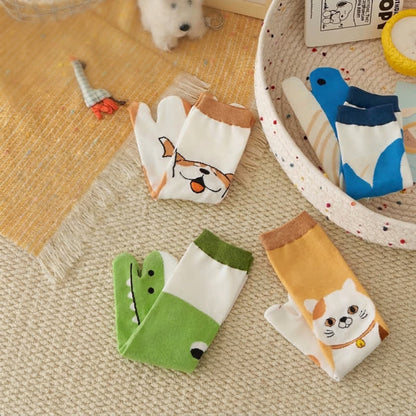 Chaussettes Tabi à orteils séparés, motif animaux mignons, style japonais (4 paires) - Multicolore - EU36-42(US3-8.5) - image 4