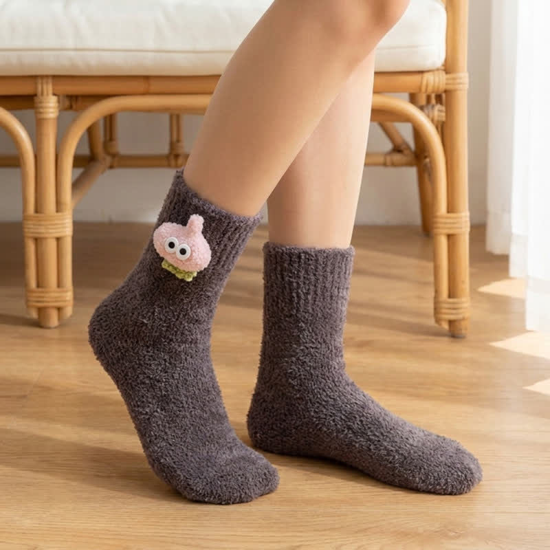 Chaussettes mi-mollet doublées en sherpa avec motif animal duveteux (2 paires) - Gris foncé - EU36-42(US3-8.5) - image 8