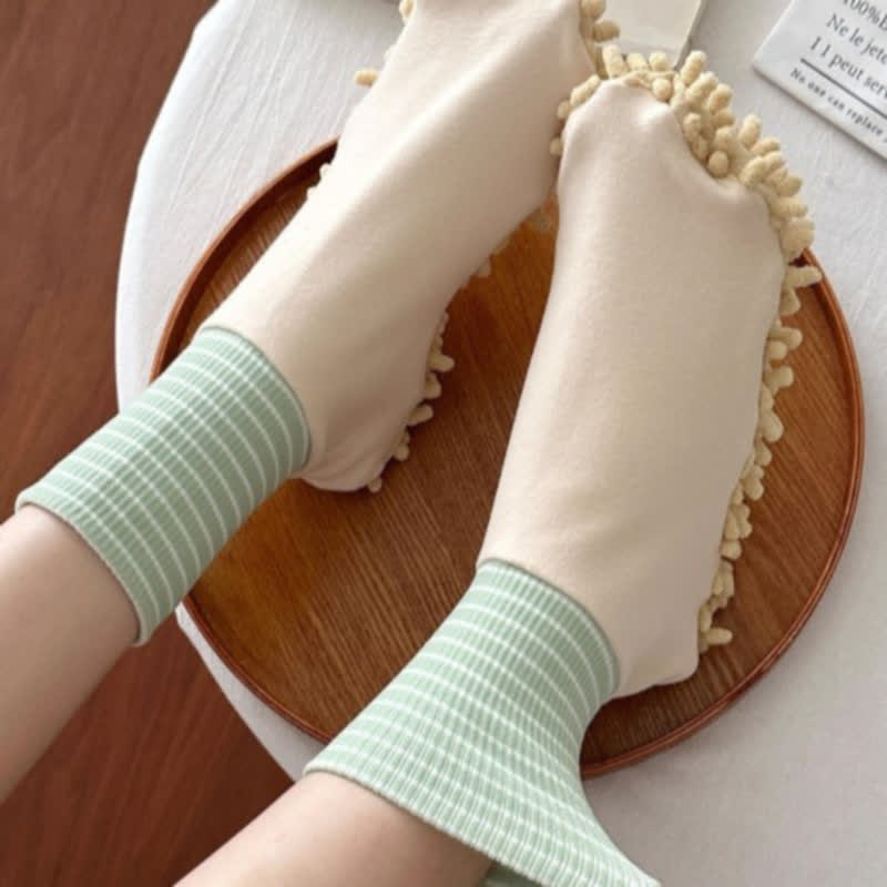 Chaussettes-chaussons de nettoyage en microfibre (4 paires) - Vert - 40(US2-7) - image 6