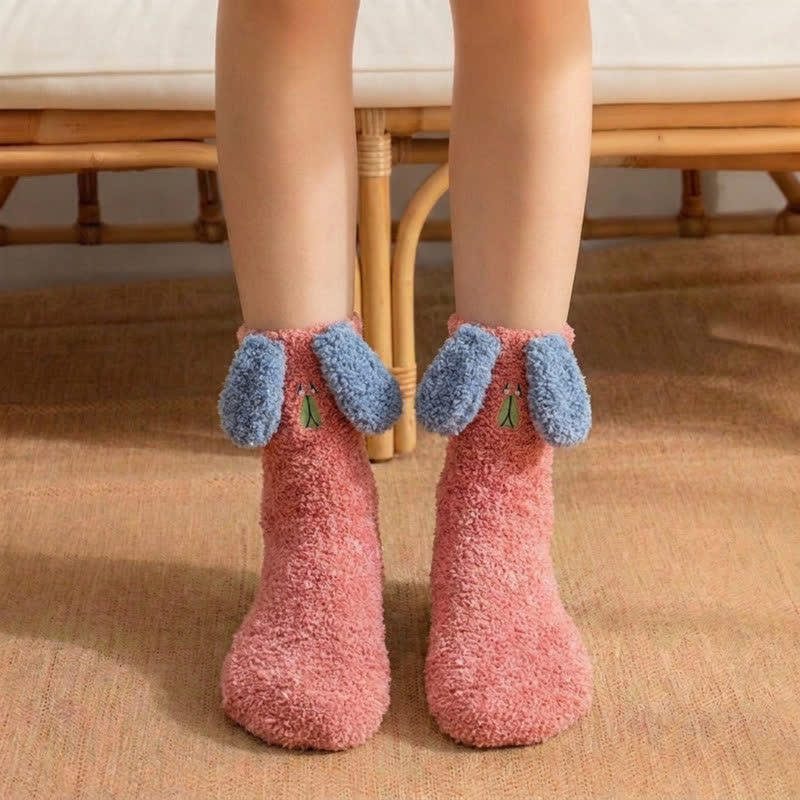 Chaussettes-chaussons en peluche à pompons. - Rouge - EU36-42(US3-8.5) - image 3