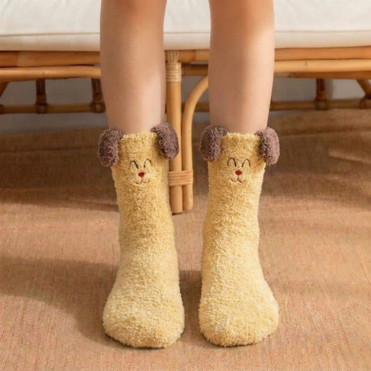 Chaussettes-chaussons en peluche à pompons. - Jaune - EU36-42(US3-8.5) - image 0