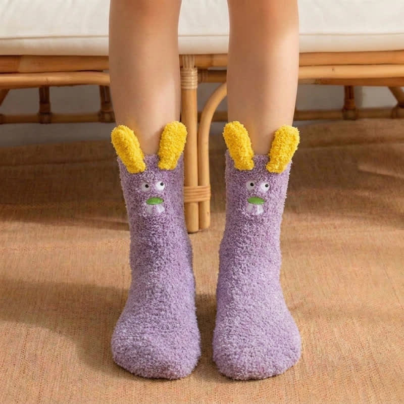 Chaussettes-chaussons en peluche à pompons. - Violet - EU36-42(US3-8.5) - image 2