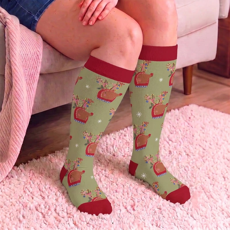 Chaussettes de compression grandes tailles à motifs animaux de Noël - image 2