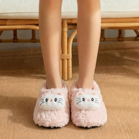 Chaussures d'intérieur en peluche chat mignon - Rose clair - Pointures enfant EU32-35 (US1-3,5) - image 0