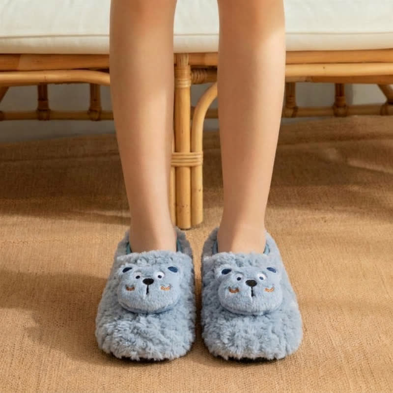 Chaussures d'intérieur en peluche chat mignon - Bleu - Pointures enfant EU32-35 (US1-3,5) - image 5