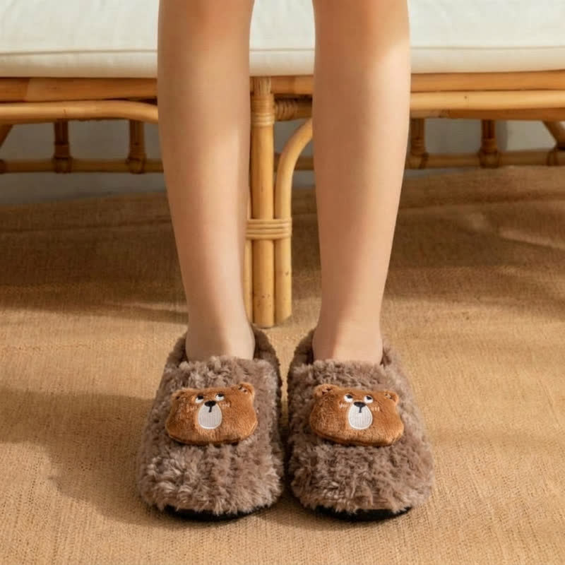 Chaussures d'intérieur en peluche chat mignon - Café - Pointures enfant EU32-35 (US1-3,5) - image 4