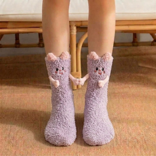 Chat mignon tenant des chaussettes - Violet - EU36-42(US3-8.5) - image 0