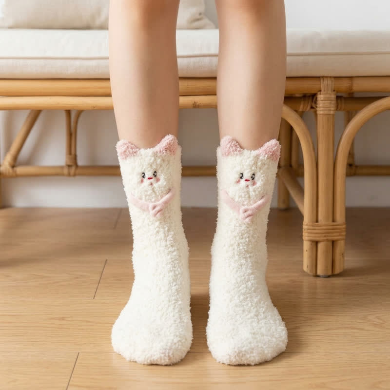 Chat mignon tenant des chaussettes - Blanc - EU36-42(US3-8.5) - image 2