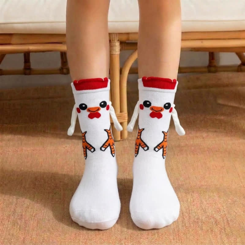 Chaussettes à la main d'un personnage de dessin animé original (3 paires) - Blanc - EU36-42(US3-8.5) - image 0