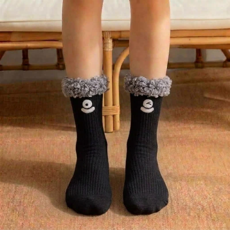 Chaussettes courtes à motif visage souriant mignon (3 paires) - Noir - EU36-42(US3-8.5) - image 6