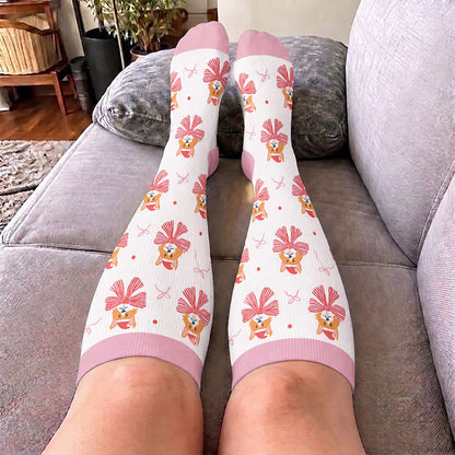 Chaussettes de compression grandes tailles à motif chaton et chiot - image 2