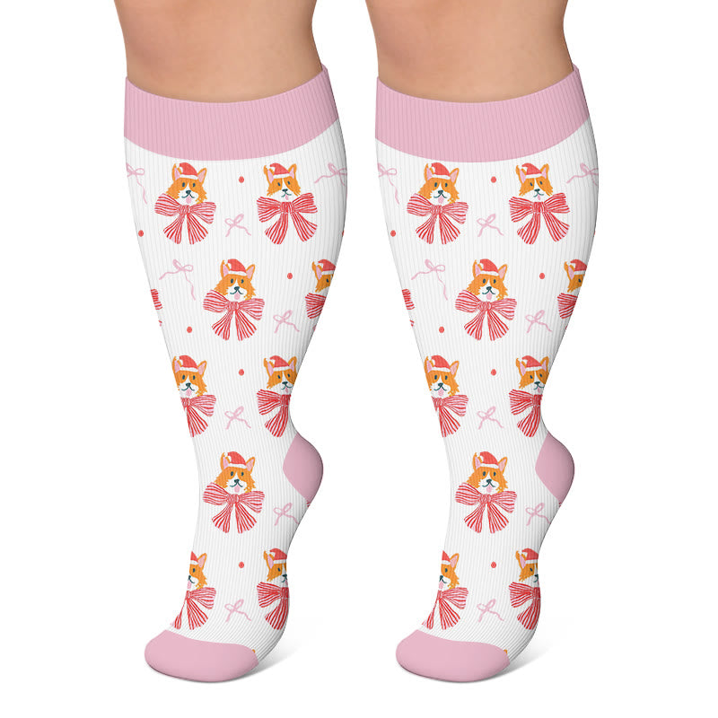 Chaussettes de compression grandes tailles à motif chaton et chiot - Violet - 4XL - image 5