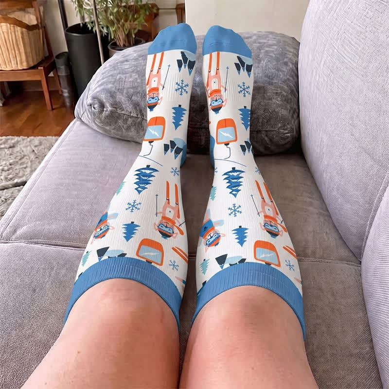 Chaussettes de compression grandes tailles pour le ski d'hiver, motif animal. - image 2