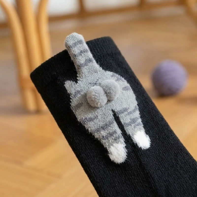 Chaussettes courtes à motif chat mignon (3 paires) - image 3