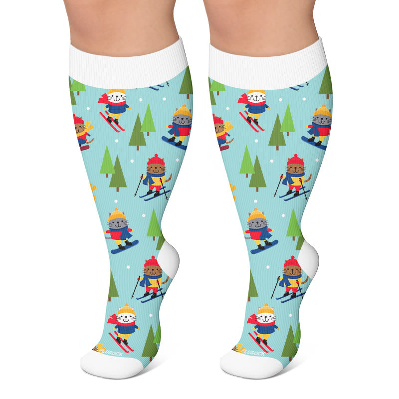 Chaussettes de compression grandes tailles pour le ski d'hiver, motif animal. - Vert - 4XL - image 6