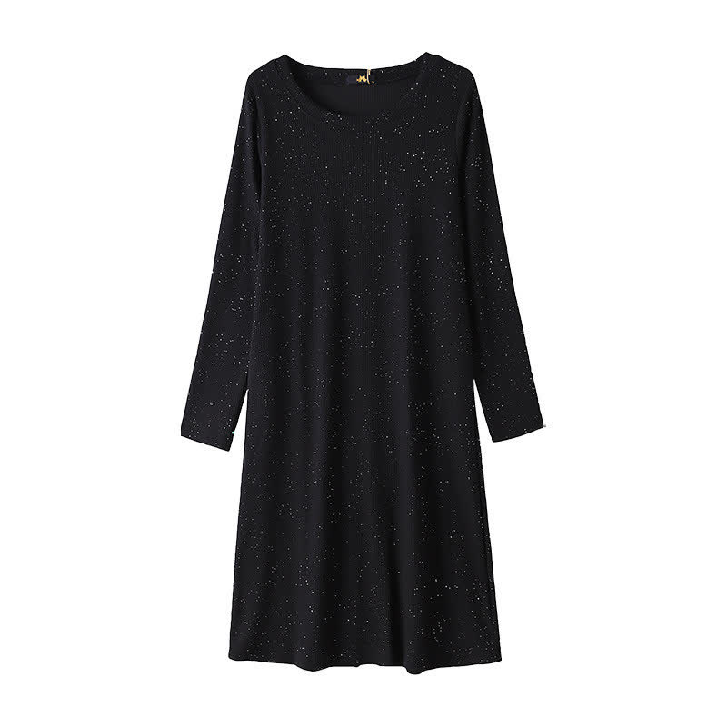 Robe midi décontractée en maille à col rond - Noir - 6XL - image 1