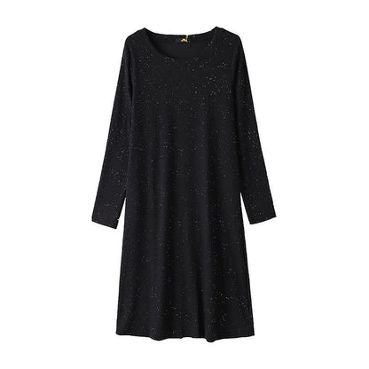 Robe midi décontractée en maille à col rond - Noir - 6XL - image 1