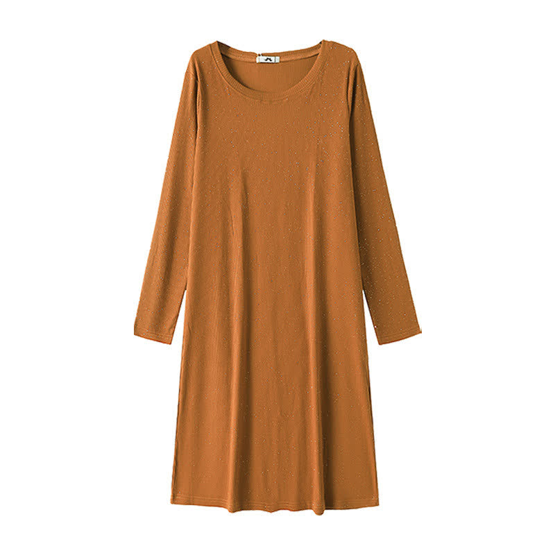 Robe midi décontractée en maille à col rond - Brun - 6XL - image 0