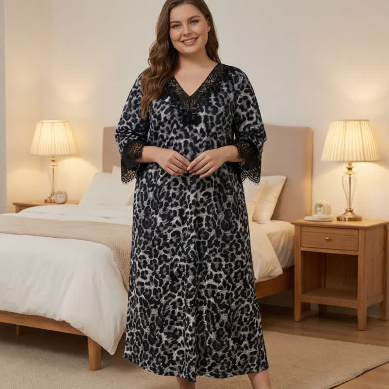 Nuisette en dentelle léopard - Noir - 4XL - image 3