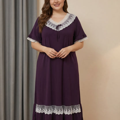 Nuisette en dentelle Tencel - Violet - 4XL - image 1