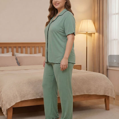 Ensemble pyjama grande taille à bordures contrastées - image 15