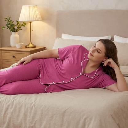Ensemble pyjama grande taille à bordures contrastées - image 4