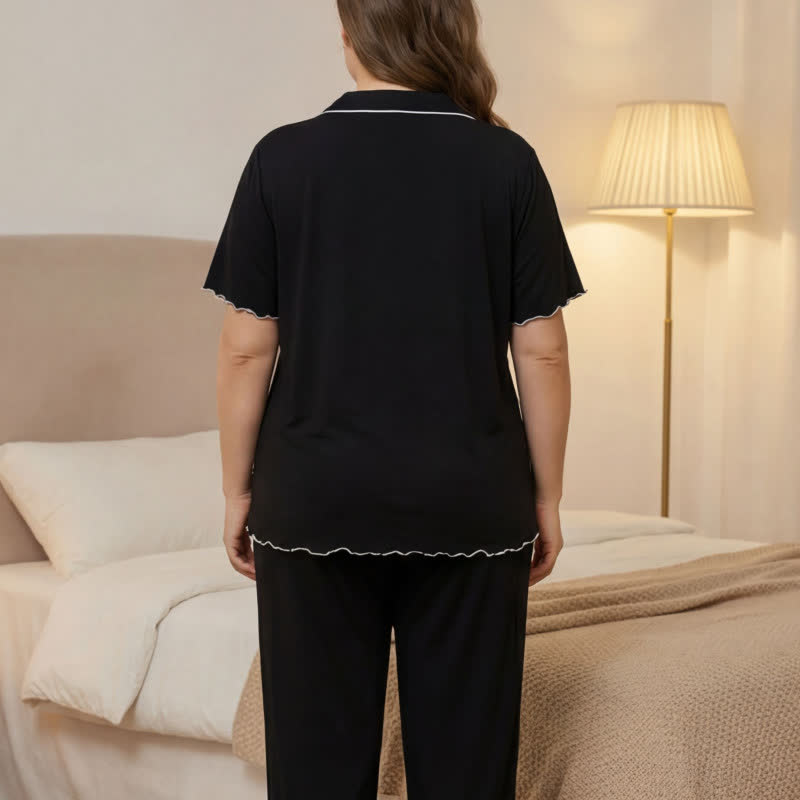 Ensemble pyjama grande taille à bordures contrastées - image 7