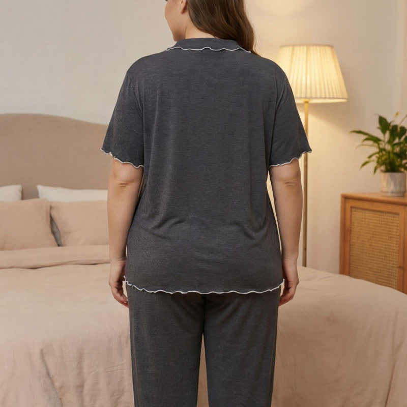 Ensemble pyjama grande taille à bordures contrastées - image 9