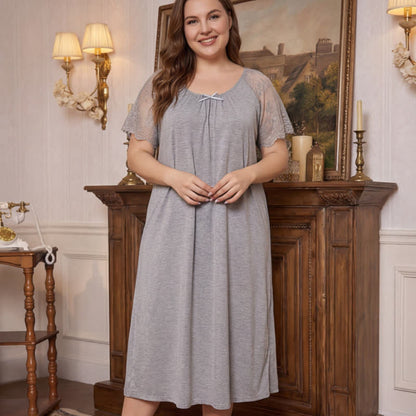 Pyjama à manches en dentelle - Gris - 4XL - image 0