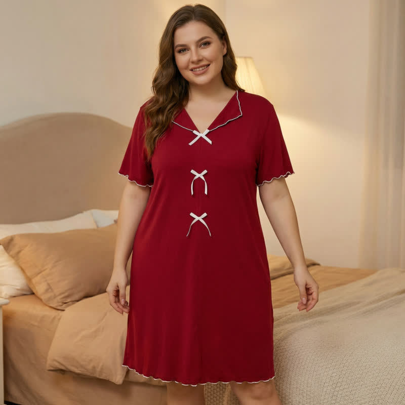 Vêtements d'intérieur élégants à nœud papillon - Rouge - 5XL - image 5