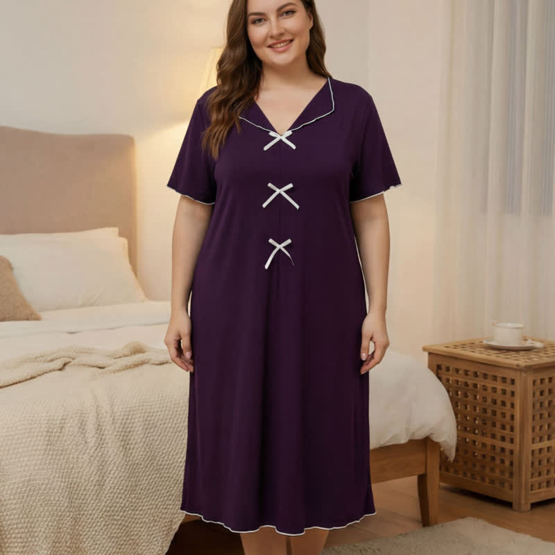 Vêtements d'intérieur élégants à nœud papillon - Violet - 5XL - image 0
